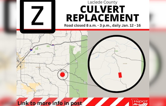 Culvert Replacement Closes Section of Laclede County Route Z for Weekday Work, MoDOT Advises Detour