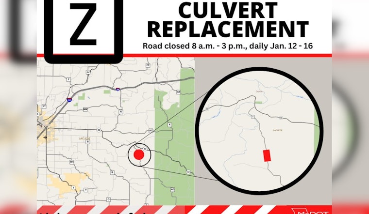 Culvert Replacement Closes Section of Laclede County Route Z for Weekday Work, MoDOT Advises Detour