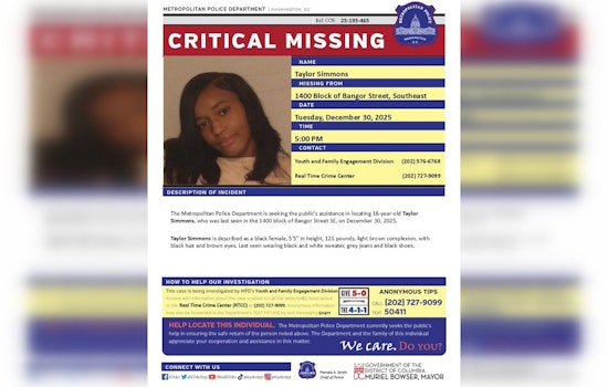 DC Police Issue Urgent Appeal for Public's Help to Locate Missing Teen Taylor Simmons
