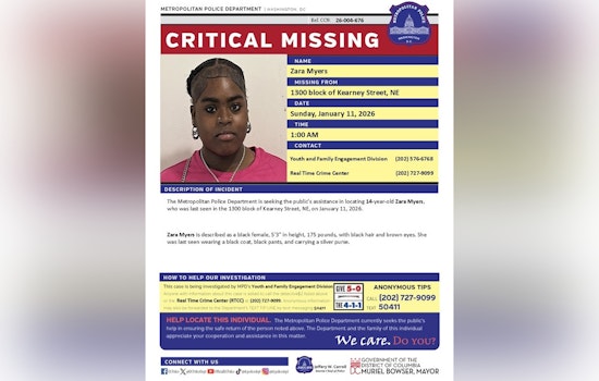 DC Police Seek Public's Help to Find Missing 14-Year-Old Zara Myers from Northeast Washington