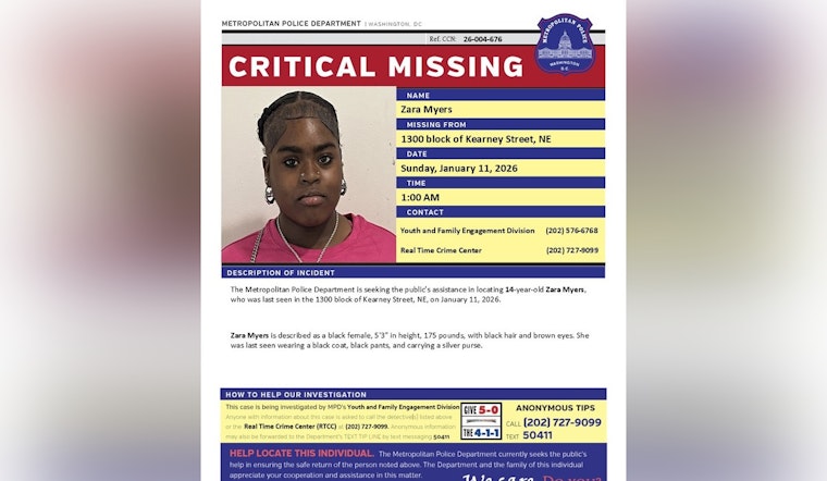 DC Police Seek Public's Help to Find Missing 14-Year-Old Zara Myers from Northeast Washington