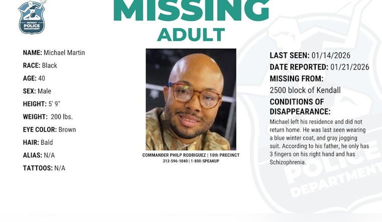 Detroit Police Seek Public Assistance in Search for Missing Man, Michael Martin