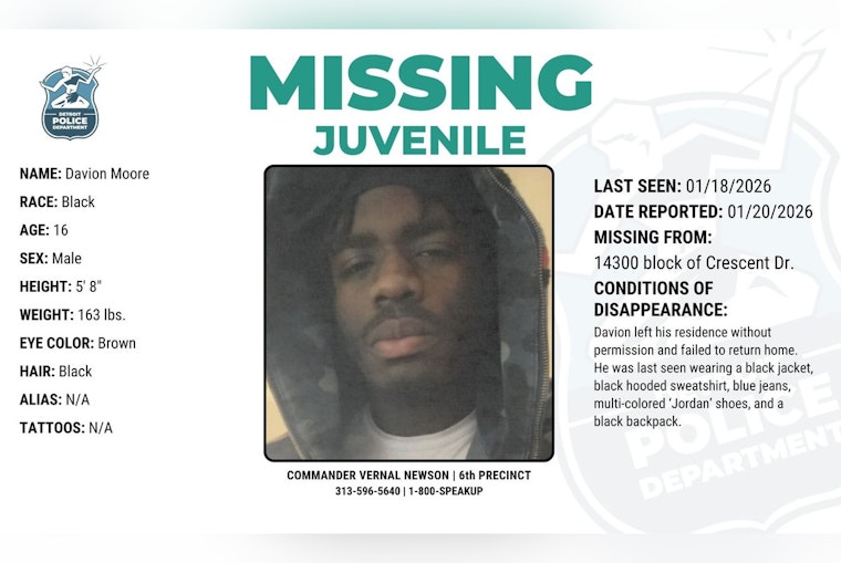 Detroit Police Seek Public Help to Locate Missing Teenager Davion Moore