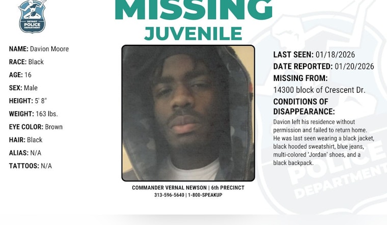 Detroit Police Seek Public Help to Locate Missing Teenager Davion Moore