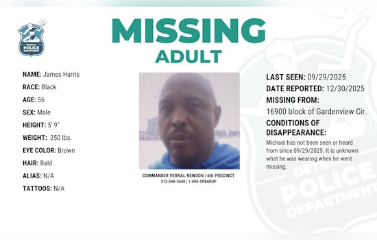 Detroit Police Seek Public's Help in Locating Missing 56-Year-Old James Harris