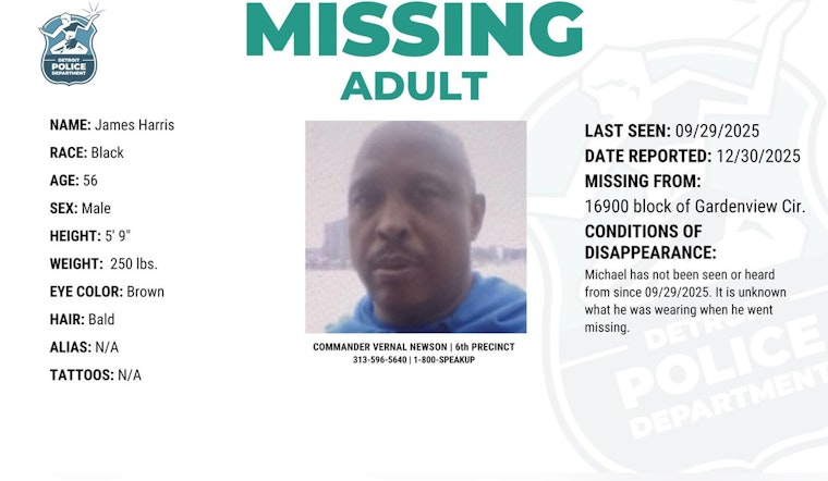 Detroit Police Seek Public's Help in Locating Missing 56-Year-Old James Harris