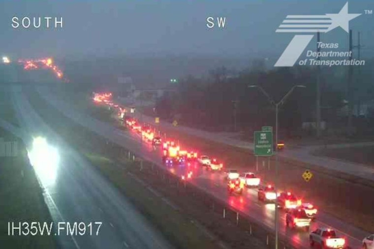 Downed Power Line Turns I-35W Into A Parking Lot Near Burleson