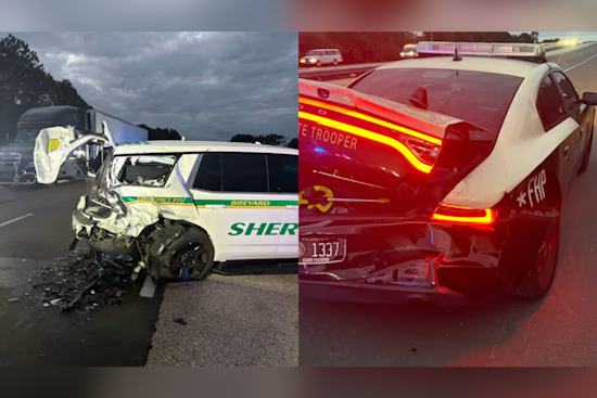 Driver Strikes Brevard County Sheriff's Patrol Vehicle on I-95, Causing Chain-Reaction Crash with FHP Car