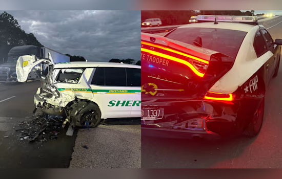 Driver Strikes Brevard County Sheriff's Patrol Vehicle on I-95, Causing Chain-Reaction Crash with FHP Car