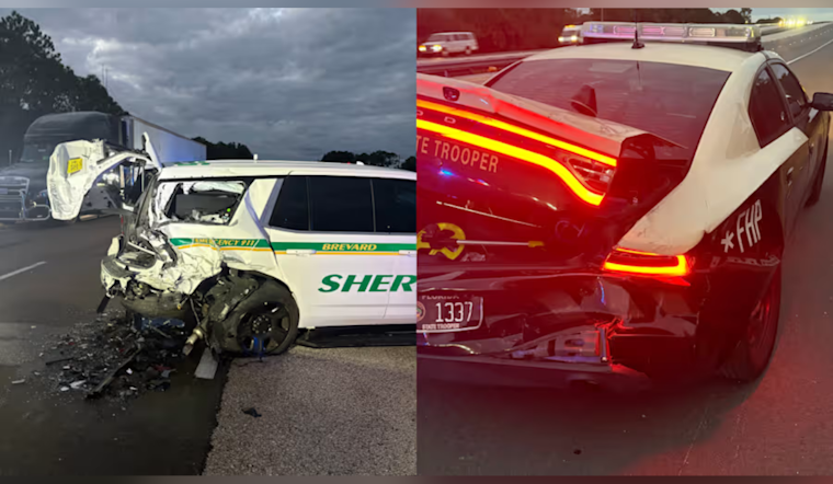Driver Strikes Brevard County Sheriff's Patrol Vehicle on I-95, Causing Chain-Reaction Crash with FHP Car
