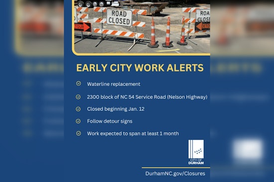 Durham, NC Residents Advised of Detours Amid Waterline Replacement on Nelson Highway