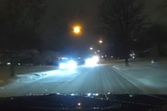 VIDEO: Elyria Police Urge Caution on Snowy Roads After Vehicle Nearly Collides with Traffic Unit Car
