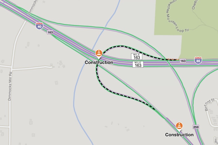 Extended Closure of I-85 South Exit Ramp to I-40 East in Orange County as NCDOT Completes Drainage Work