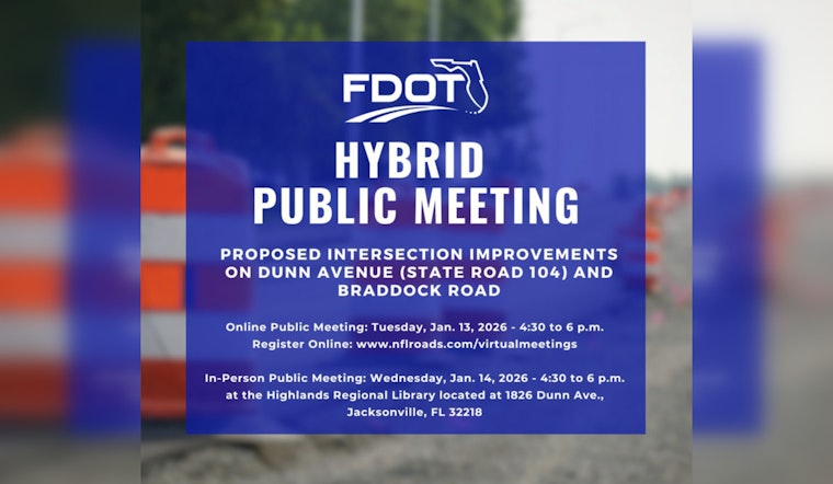 FDOT Seeks Public Feedback on Dunn Avenue and Braddock Road Intersection Improvements in Jacksonville