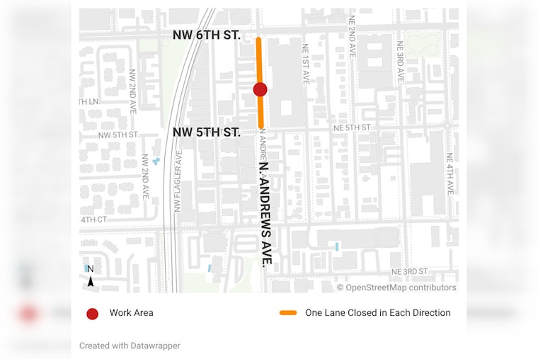 Fort Lauderdale Crews Successfully Repair Water Line Overnight, Restoring Normal Traffic Flow in Flagler Village