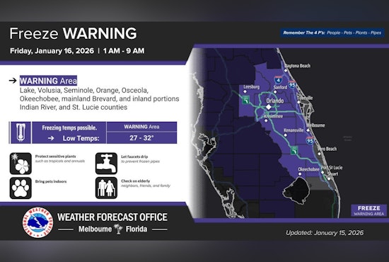 Freeze Warning Issued for Orange City and Volusia County as Cold Weather Shelters Prepare to Open
