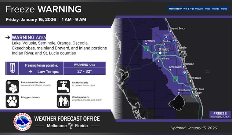 Freeze Warning Issued for Orange City and Volusia County as Cold Weather Shelters Prepare to Open
