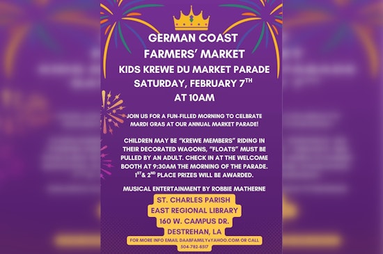 German Coast Farmers Market Brings Mardi Gras Cheer With 'Kids Krewe du Market Parade' in St. Charles Parish
