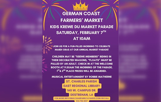 German Coast Farmers Market Brings Mardi Gras Cheer With 'Kids Krewe du Market Parade' in St. Charles Parish