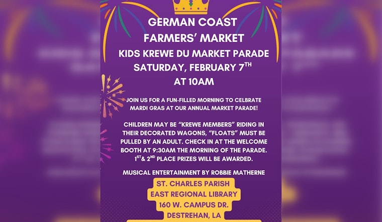 German Coast Farmers Market Brings Mardi Gras Cheer With 'Kids Krewe du Market Parade' in St. Charles Parish