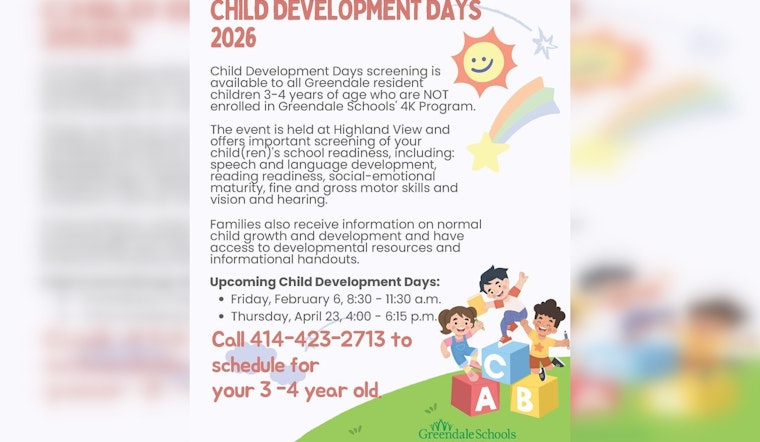 Greendale Public Health Department Launches Child Development Days to Assess Pre-School Readiness