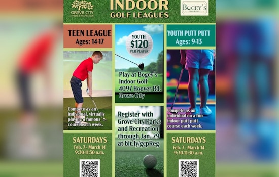 Grove City Parks & Rec. Teams Up with Bogey's for Youth Indoor Golf League This Winter