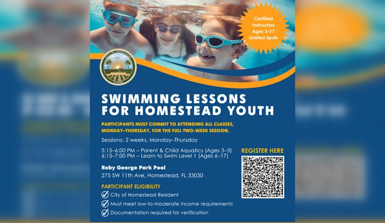 Homestead Launches CDBG-Funded Swimming Lessons for Local Youth Starting February 9