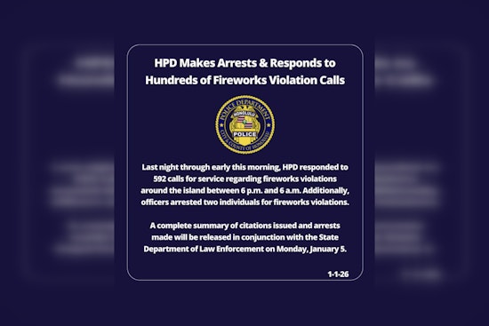 Honolulu Police Handle Over 590 Fireworks Complaints on New Year’s Eve with Two Arrests