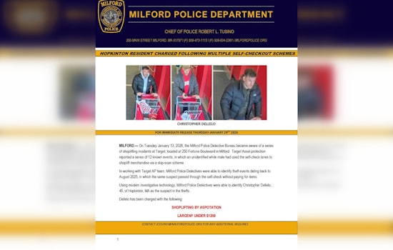 Hopkinton Man Charged in Milford Target Skip-Scan Thefts, Police Leverage Technology to Unmask Suspect