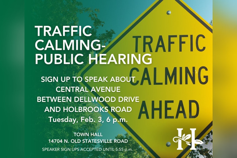 Huntersville Town Hall to Host Public Hearing on Traffic Calming Measures February 3