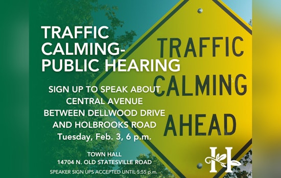 Huntersville Town Hall to Host Public Hearing on Traffic Calming Measures February 3