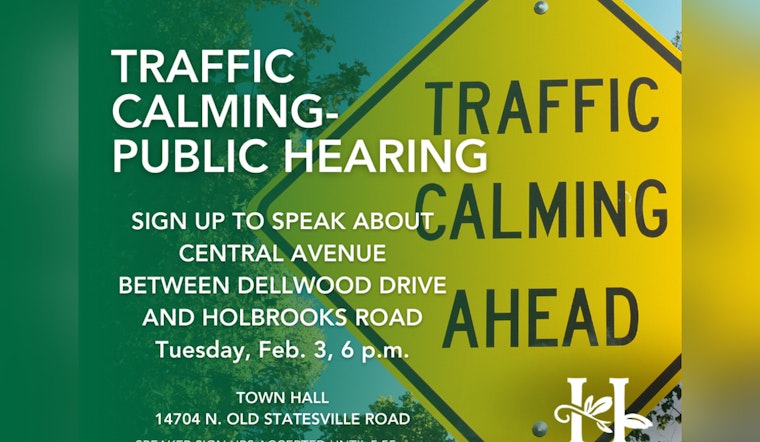Huntersville Town Hall to Host Public Hearing on Traffic Calming Measures February 3