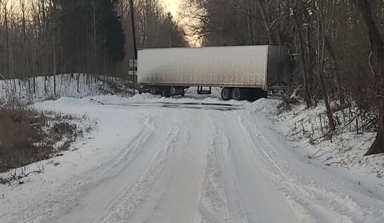 Icy Chaos in Atoka as Jackknifed Semi Shuts Crossroads, Somerville Barn Caves In