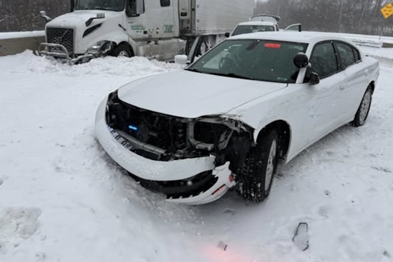 Indiana State Trooper Uninjured After Cruiser Hit by Semis on I-70 During Winter Storm Fern