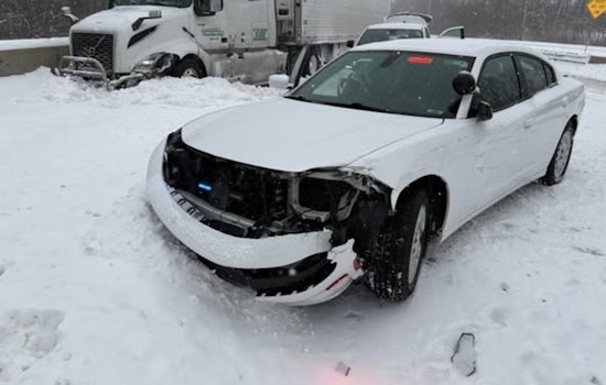 Indiana State Trooper Uninjured After Cruiser Hit by Semis on I-70 During Winter Storm Fern