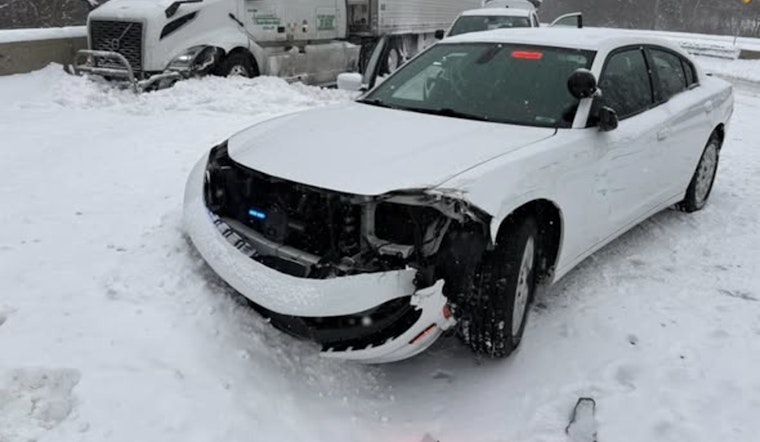 Indiana State Trooper Uninjured After Cruiser Hit by Semis on I-70 During Winter Storm Fern