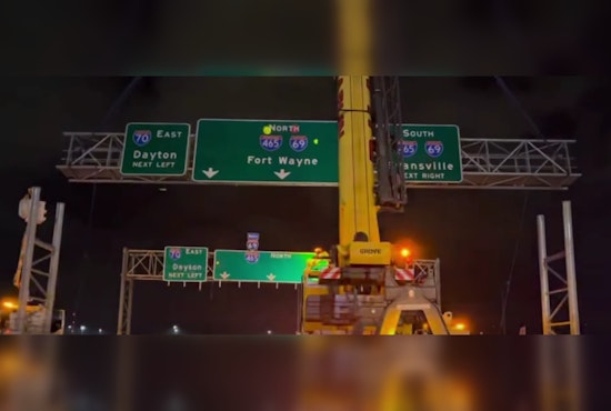 INDOT East Central Efficiently Upgrades Interstate Signs at I-465/I-69 in Indianapolis