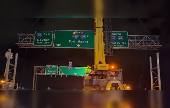 INDOT East Central Efficiently Upgrades Interstate Signs at I-465/I-69 in Indianapolis