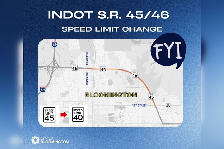 INDOT Reduces Speed Limit on Bloomington's State Road 45/46 for Enhanced Safety