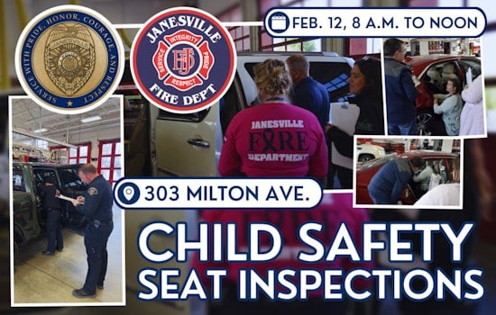Janesville Fire and Police Departments Join Forces for Child Safety Seat Inspection Event