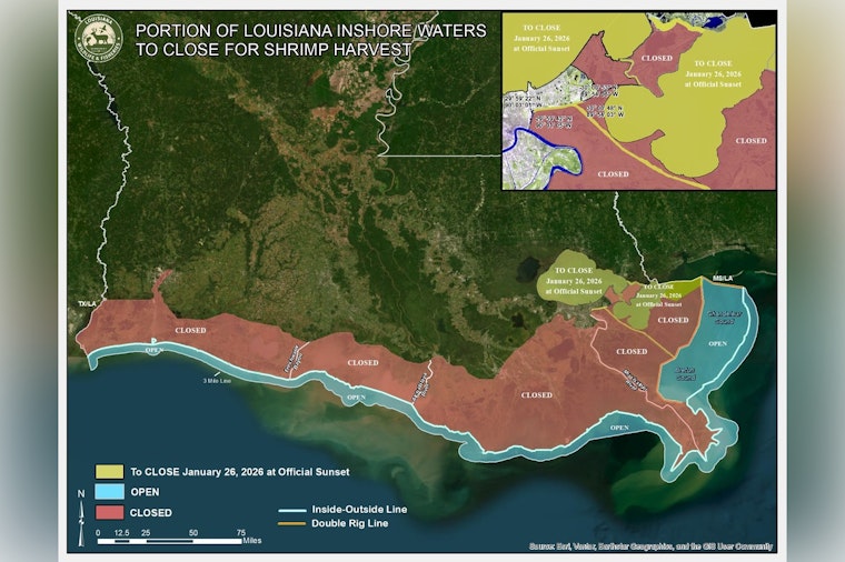 January 26 Marks End of Fall Inshore Shrimp Season in Louisiana State Waters to Protect Juvenile Population