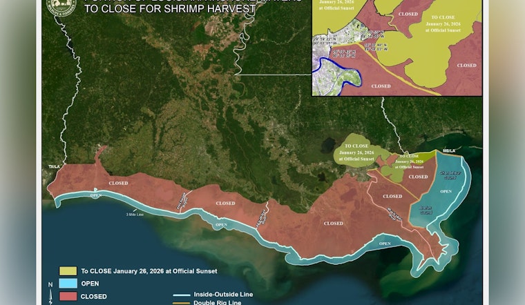 January 26 Marks End of Fall Inshore Shrimp Season in Louisiana State Waters to Protect Juvenile Population