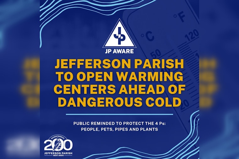 Jefferson Parish Opens Warming Centers for Residents and Pets Ahead of Freeze