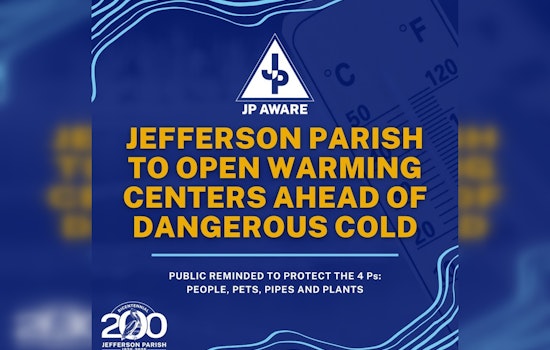 Jefferson Parish Opens Warming Centers for Residents and Pets Ahead of Freeze