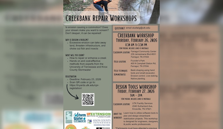 Knox County and University of Tennessee Team Up for Creekbank Repair Workshop in Farragut