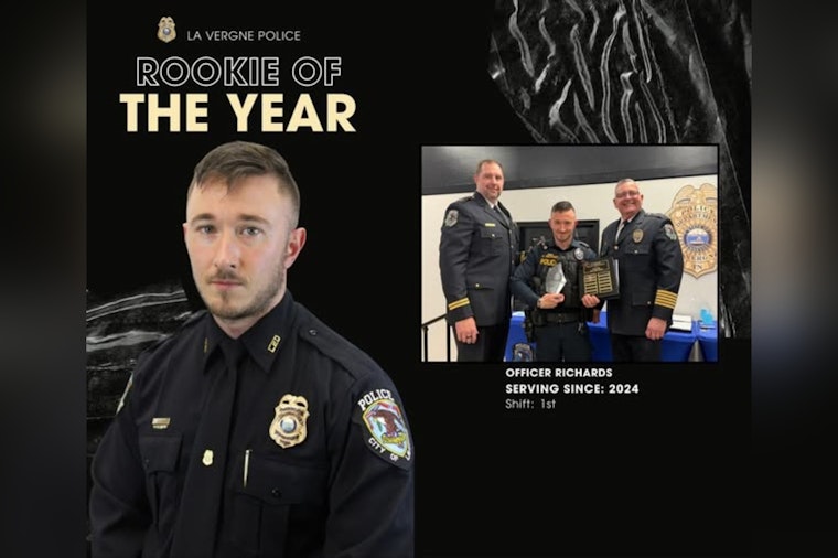 La Vergne Police Department Awards Officer Richards 'Rookie of the Year' for Outstanding First-Year Service