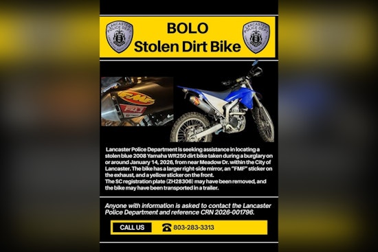 Lancaster Police Seek Public's Help to Recover Stolen Dirt Bike Amid Burglary Investigation