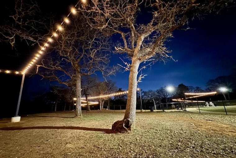 Mansfield's Mans Best Field Dog Park Aglow with New String Lights for Nighttime Fun