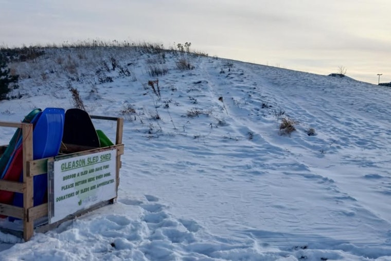 Maple Grove's Gleason Fields Offers Day and Night Sledding Fun; Encourages Sled Donations for Community Sharing