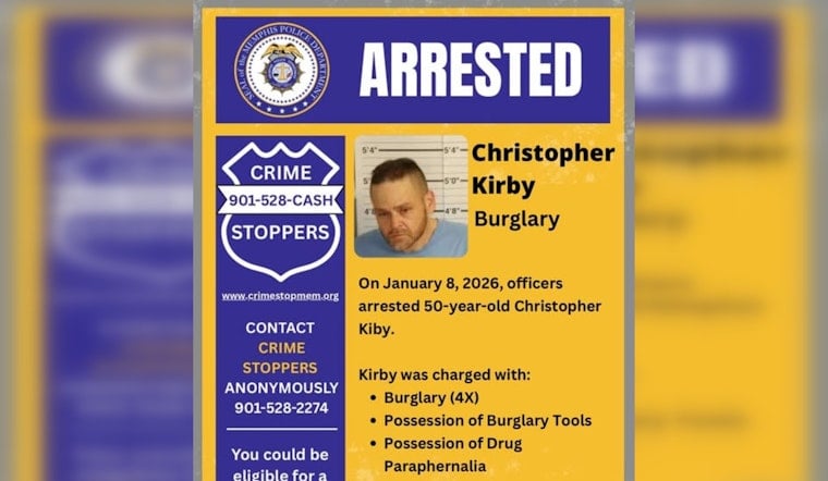 Memphis Man Arrested on Burglary Charges Thanks to Community Tip-Off Through CrimeStoppers